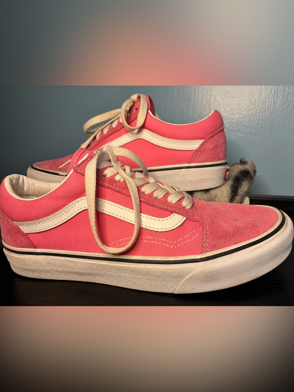 Vans Coral Pink Suede Old Skool Sneakers with White Stripe